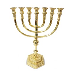 Medium Size Seven Branch Brass Menorah Two Tone ... | 7 Branch Menorah