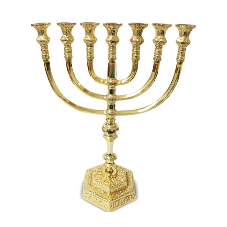 Medium Size Seven Branch Brass Menorah Two Tone ... | 7 Branch Menorah