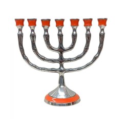 Small Gold Metal 7 Branch Menorah with 12 Tribes... | 7 Branch Menorah