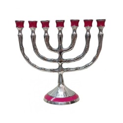 Small Gold Metal 7 Branch Menorah with 12 Tribes... | 7 Branch Menorah