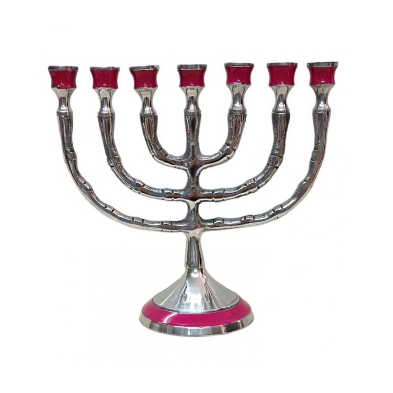 Small Gold Metal 7 Branch Menorah with 12 Tribes... | 7 Branch Menorah