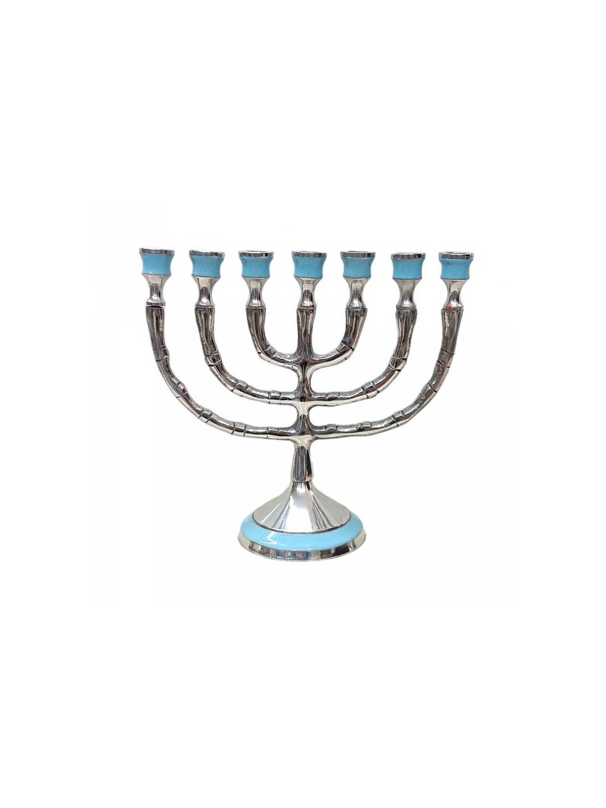 Small Gold Metal 7 Branch Menorah with 12 Tribes... | 7 Branch Menorah