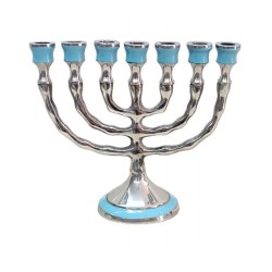 Small Aluminum Seven Branch Menorah Decorated wi... | 7 Branch Menorah