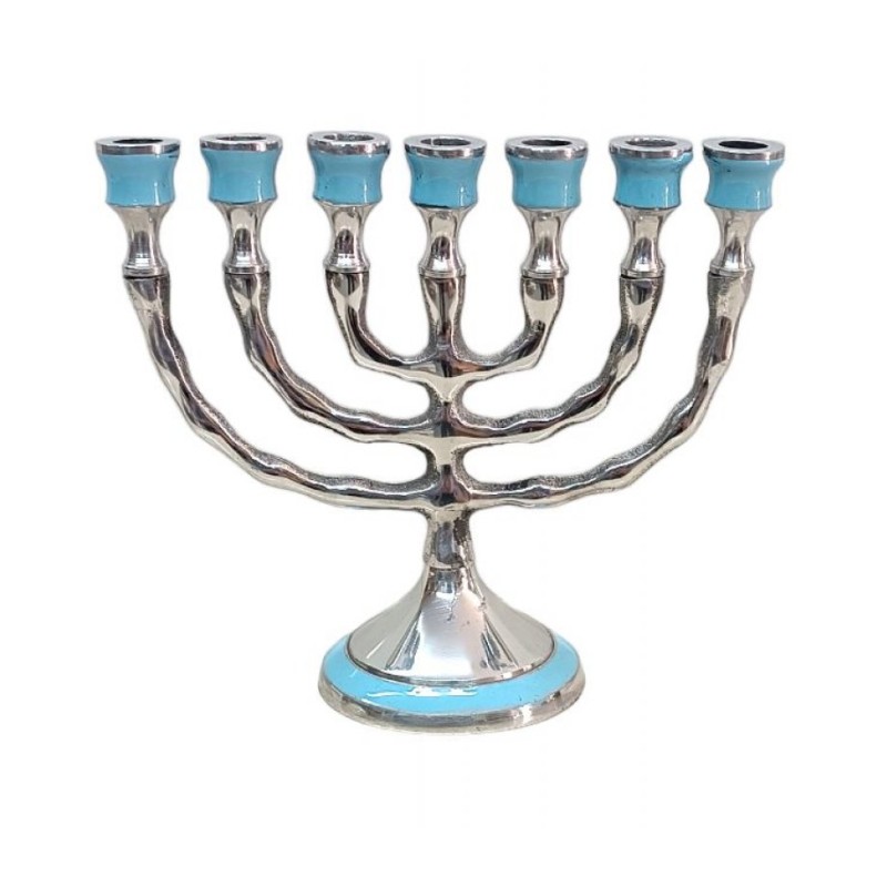 Small Aluminum Seven Branch Menorah Decorated wi... | 7 Branch Menorah