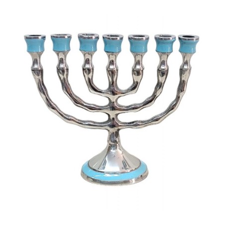 Small Aluminum Seven Branch Menorah Decorated wi... | 7 Branch Menorah