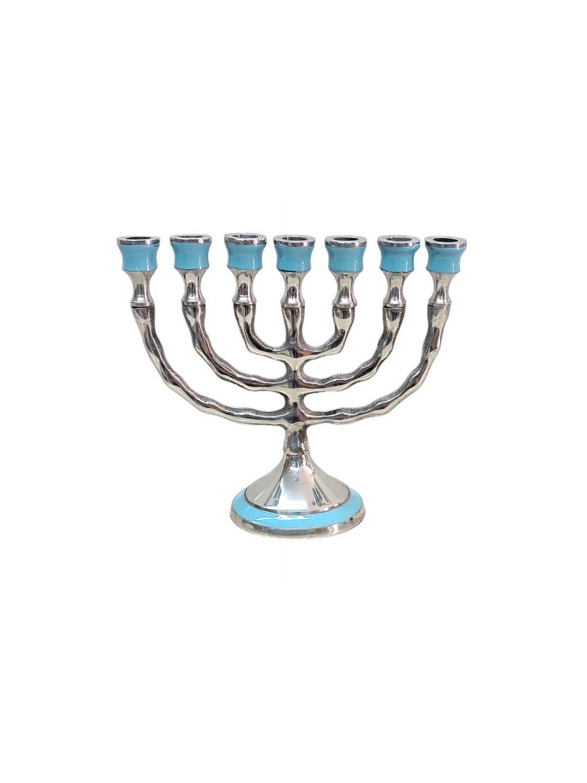 Small Aluminum Seven Branch Menorah Decorated wi... | 7 Branch Menorah