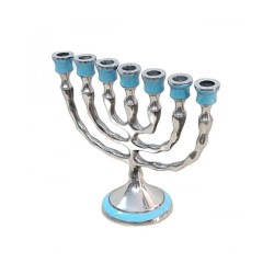 Small Aluminum Seven Branch Menorah Decorated wi... | 7 Branch Menorah