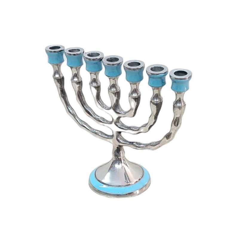 Small Aluminum Seven Branch Menorah Decorated wi... | 7 Branch Menorah