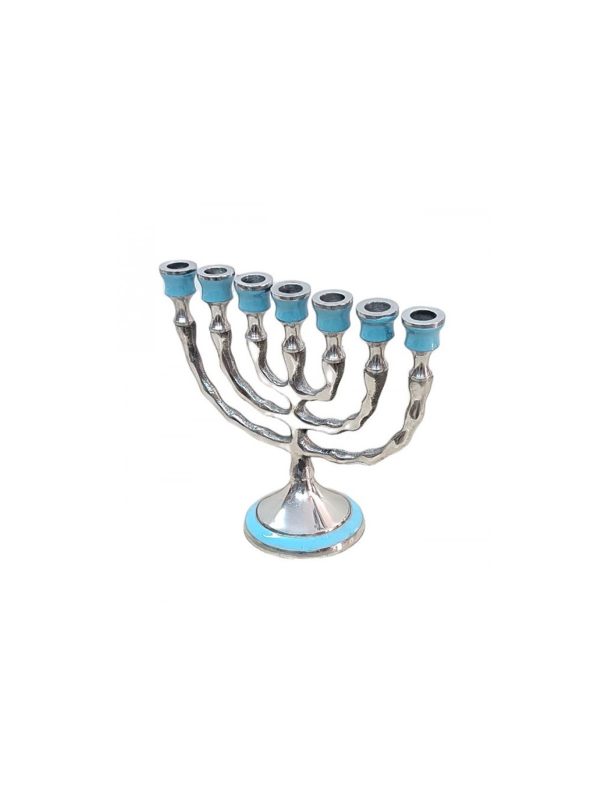 Small Aluminum Seven Branch Menorah Decorated wi... | 7 Branch Menorah