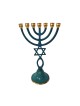 Seven Branch Patina Menorah with Star of David a... | 7 Branch Menorah
