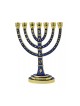 Seven Branch Gold Menorah Dark Blue Enamel Plate... | 7 Branch Menorah