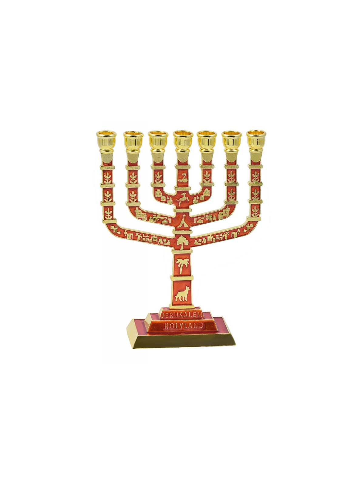 Seven Branch Menorah with Jerusalem Images Judai... | 7 Branch Menorah