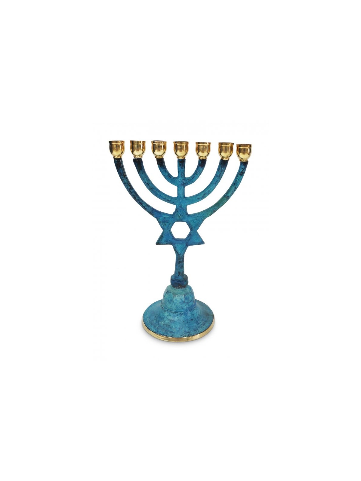 Small Seven Branch Menorah with Star of David on... | 7 Branch Menorah