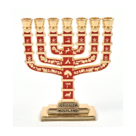 Miniature 7 Branch Menorah with Judaic Sy... | Mini Decorative Menorah
