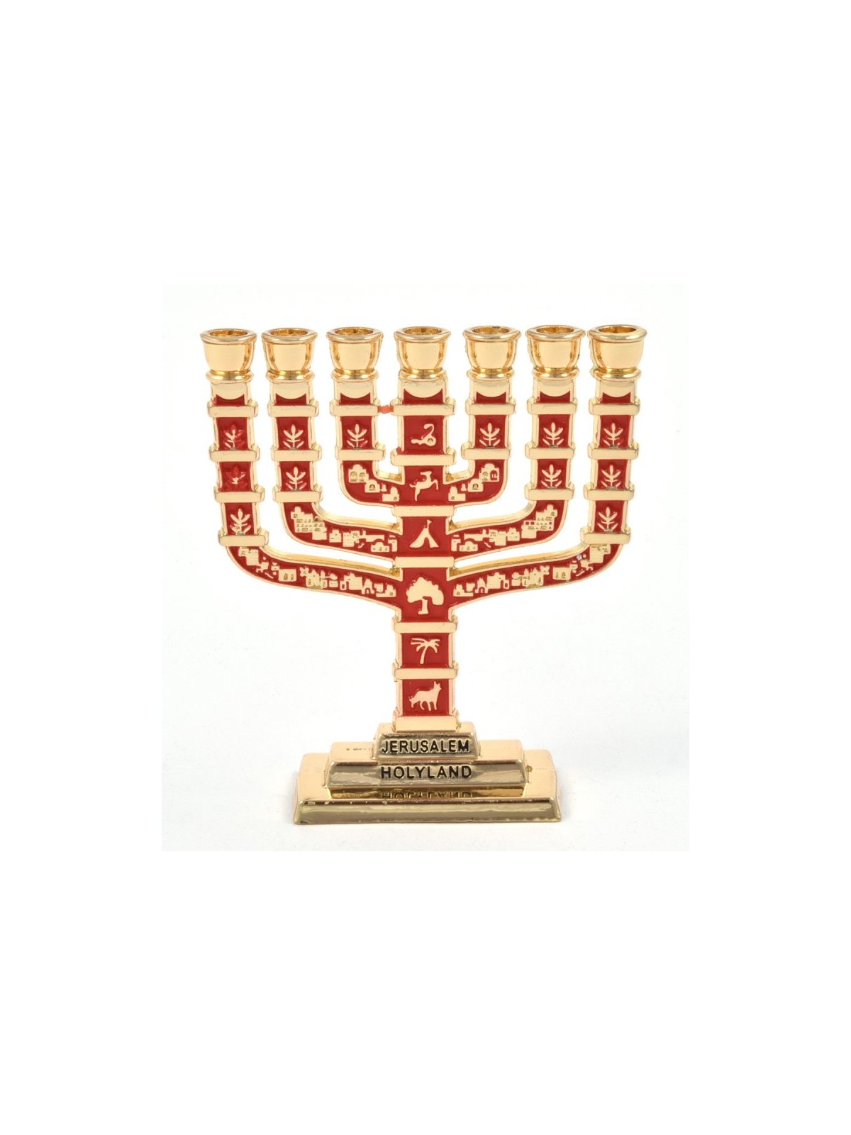 Miniature 7 Branch Menorah with Judaic Sy... | Mini Decorative Menorah