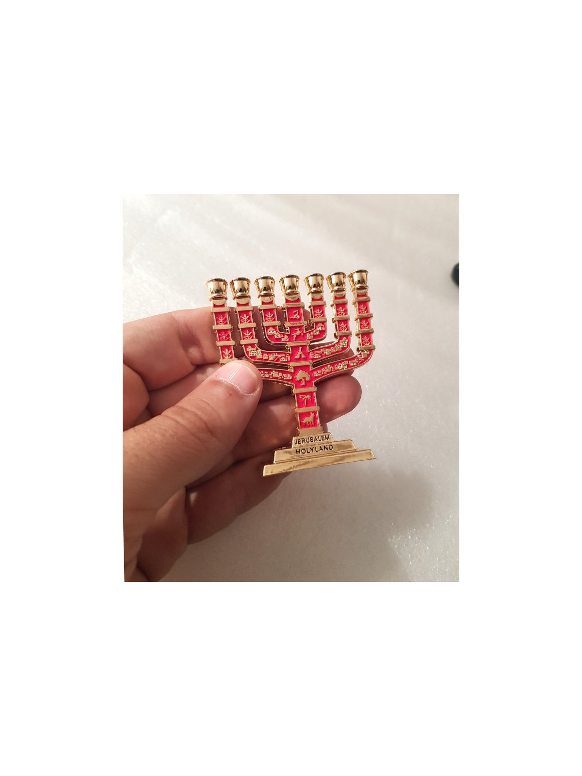 Miniature 7 Branch Menorah with Judaic Sy... | Mini Decorative Menorah