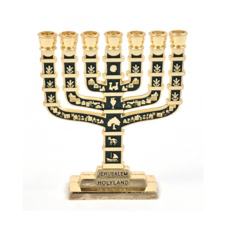 Miniature 7 Branch Menorah with Judaic Sy... | Mini Decorative Menorah