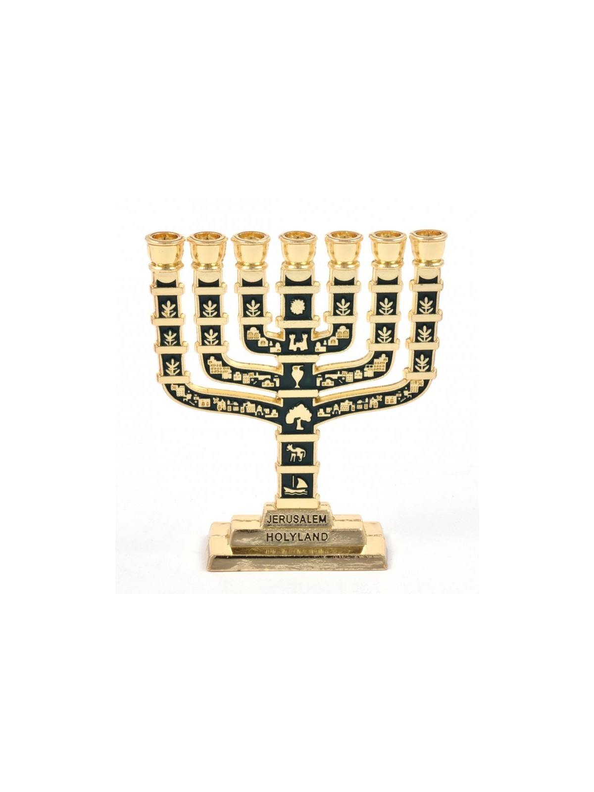 Miniature 7 Branch Menorah with Judaic Sy... | Mini Decorative Menorah