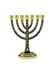 Seven Branch Menorah Gold Judaic Motifs on Dark ... | 7 Branch Menorah