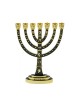 Seven Branch Menorah Gold Judaic Motifs on Dark ... | 7 Branch Menorah