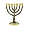 Seven Branch Menorah Gold Judaic Motifs on Dark ... | 7 Branch Menorah