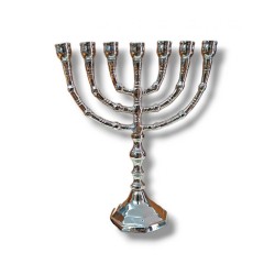 Small Nickel Seven Branch Menorah 8 Inches | 7 Branch Menorah