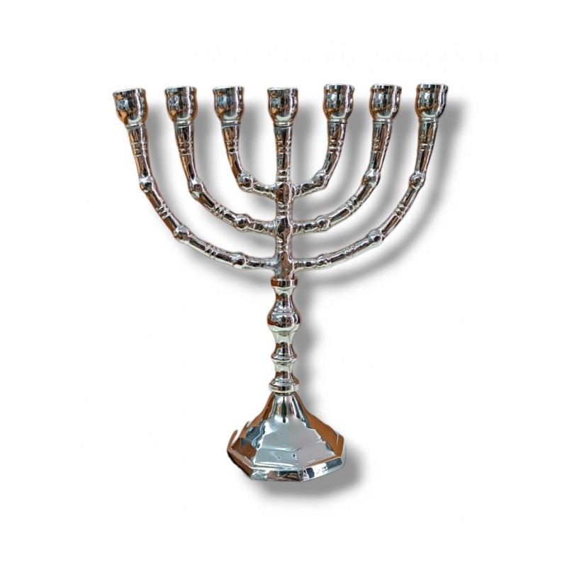 Small Nickel Seven Branch Menorah 8 Inches | 7 Branch Menorah