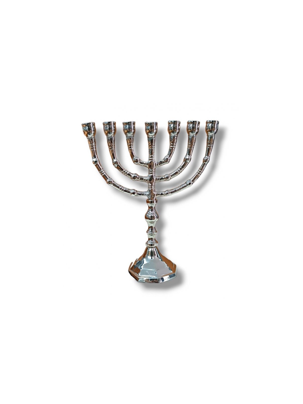 Small Nickel Seven Branch Menorah 8 Inches | 7 Branch Menorah