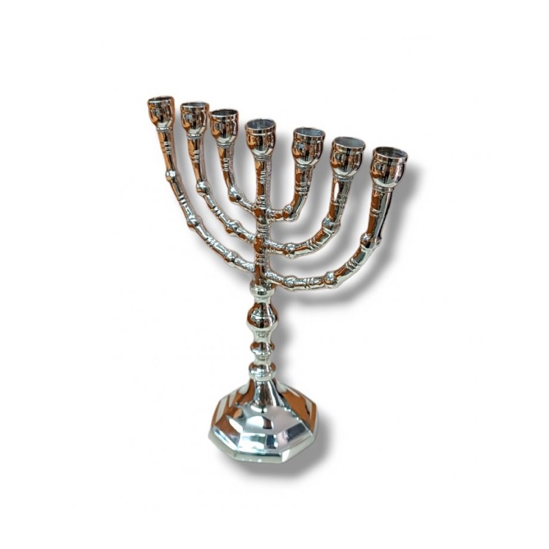 Small Nickel Seven Branch Menorah 8 Inches | 7 Branch Menorah