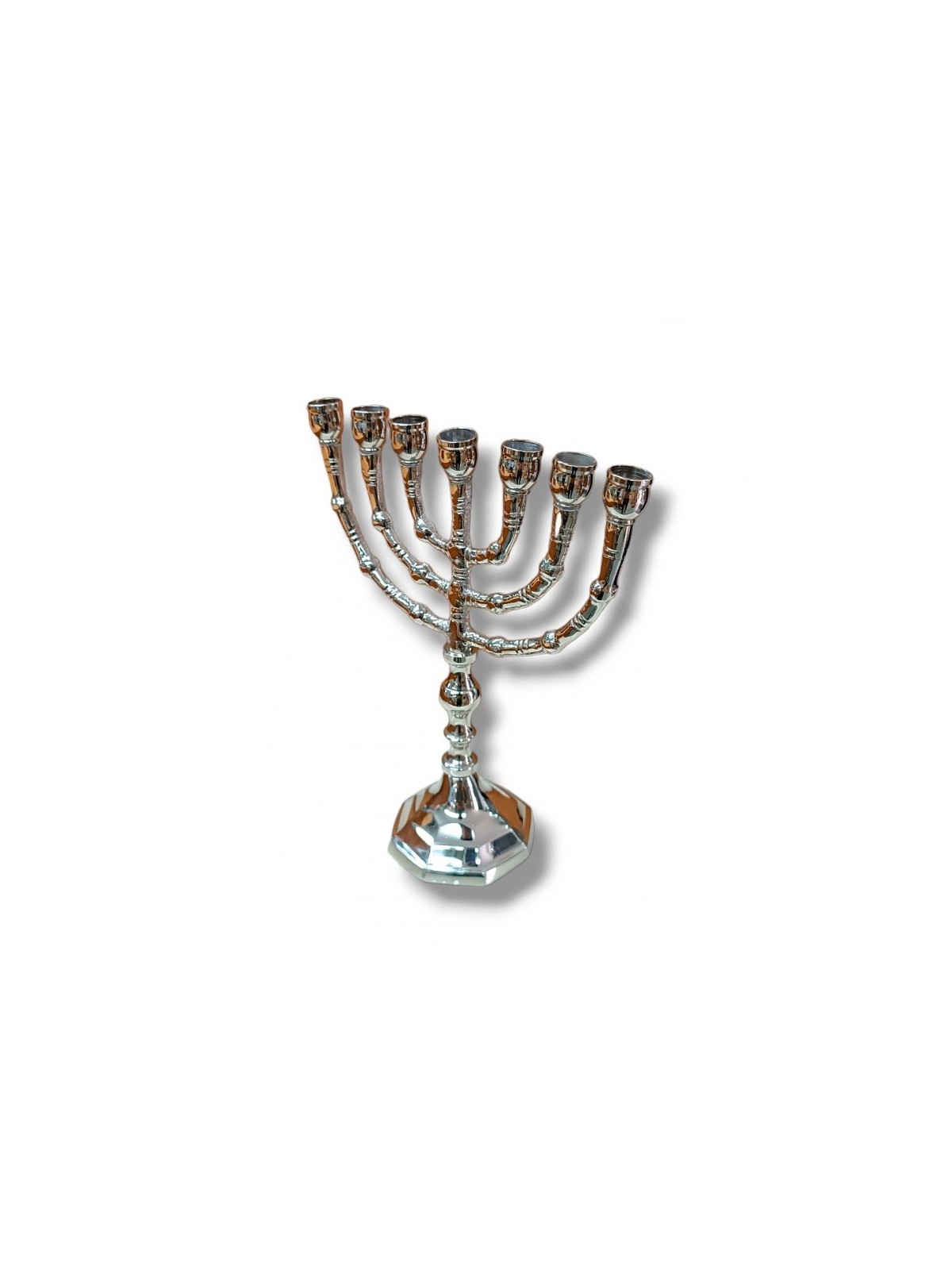 Small Nickel Seven Branch Menorah 8 Inches | 7 Branch Menorah
