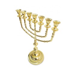 Seven Branch Decorative Menorah Gleaming Gold Br... | 7 Branch Menorah