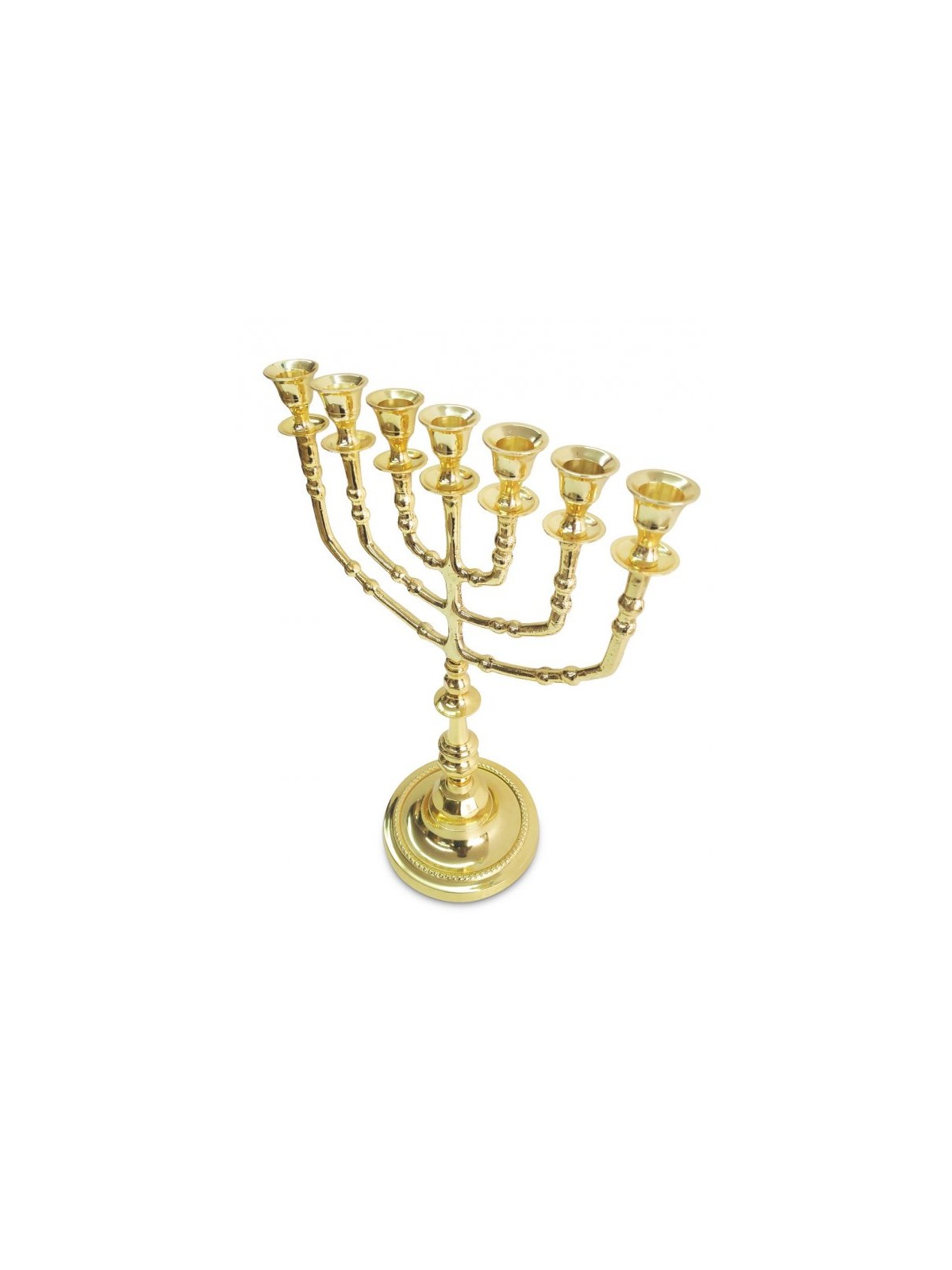 Seven Branch Decorative Menorah Gleaming Gold Br... | 7 Branch Menorah