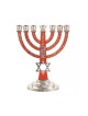 7 Branch Menorah Red on Silver with Breastplate ... | 7 Branch Menorah
