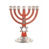 7 Branch Menorah Red on Silver with Breastplate ... | 7 Branch Menorah