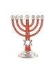 7 Branch Menorah Red on Silver with Breastplate ... | 7 Branch Menorah