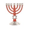 7 Branch Menorah Red on Silver with Breastplate ... | 7 Branch Menorah