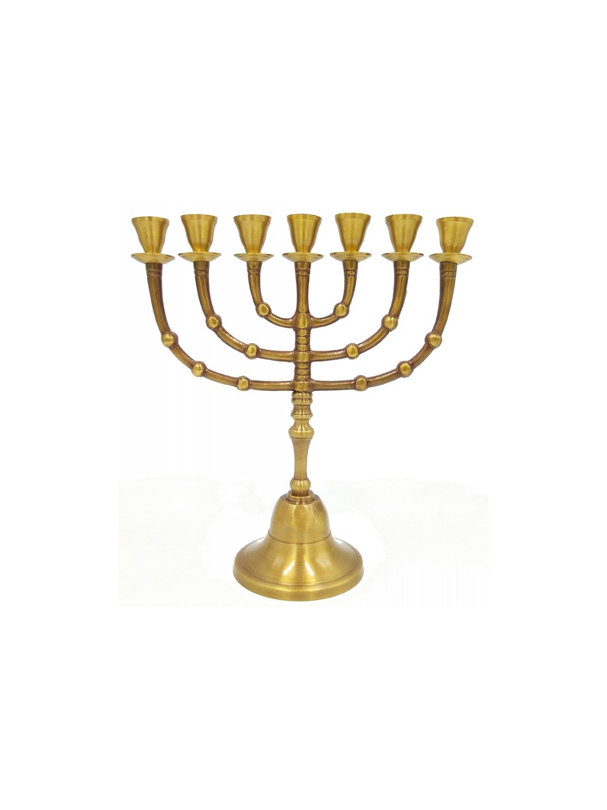Seven Branch Menorah Dark Colored Gold Brass wit... | 7 Branch Menorah