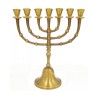 Seven Branch Menorah Dark Colored Gold Brass wit... | 7 Branch Menorah