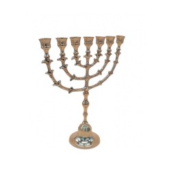 Seven Branch Decorative Menorah Gleaming Gold Br... | 7 Branch Menorah