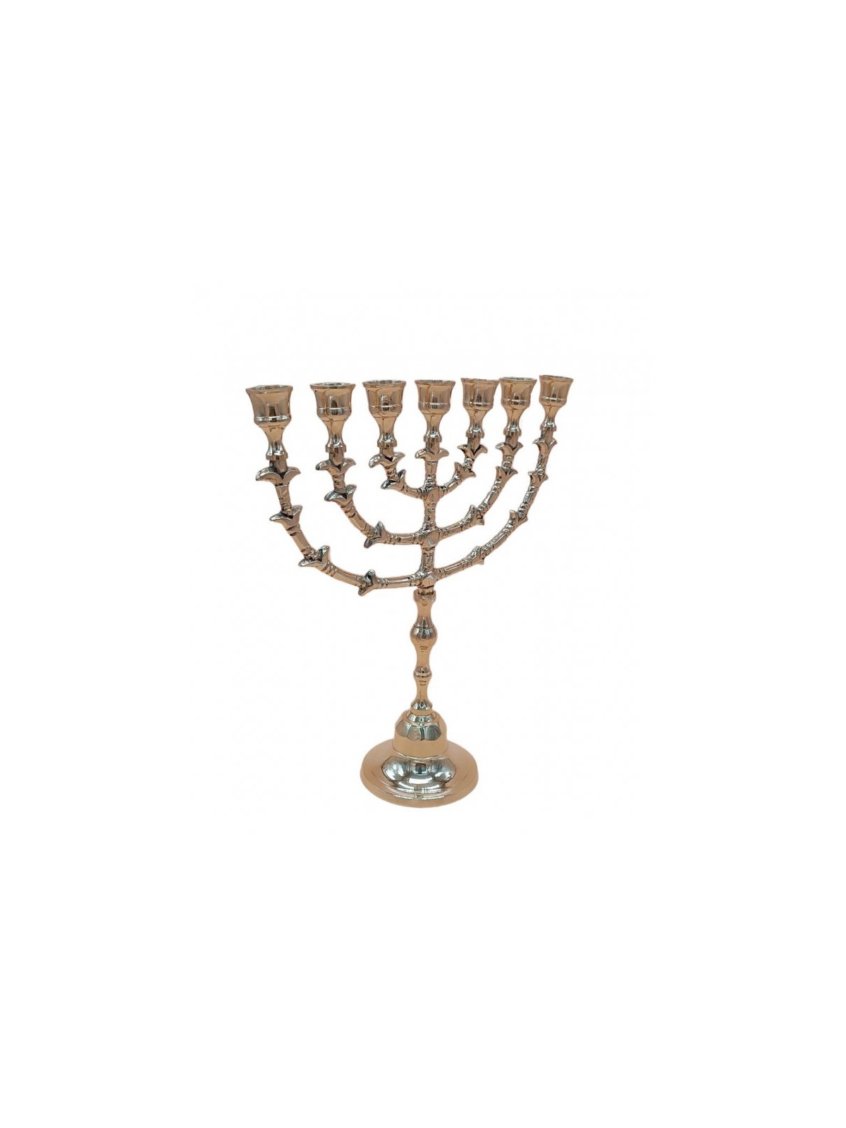 Seven Branch Decorative Menorah Gleaming Gold Br... | 7 Branch Menorah