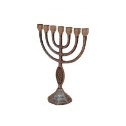 Small Seven Branch Menorah Fish Design Brass Ant... | 7 Branch Menorah