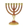 Messianic Seal Gold Tone Seven Branch Menorah Gr... | 7 Branch Menorah