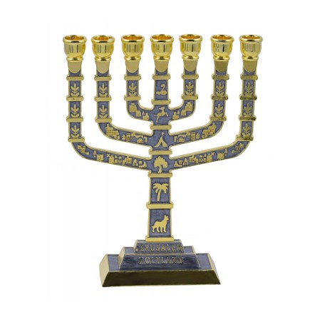 Seven Branch Menorah with Jerusalem Images Judai... | 7 Branch Menorah