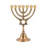 7 Branch Brass Menorah with Star of David on Ste... | 7 Branch Menorah