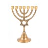 7 Branch Brass Menorah with Star of David on Ste... | 7 Branch Menorah