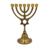 7 Branch Brass Menorah with Star of David on Ste... | 7 Branch Menorah