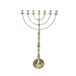 Extra Large Seven Branch Menorah on Stem Gold Br... | 7 Branch Menorah