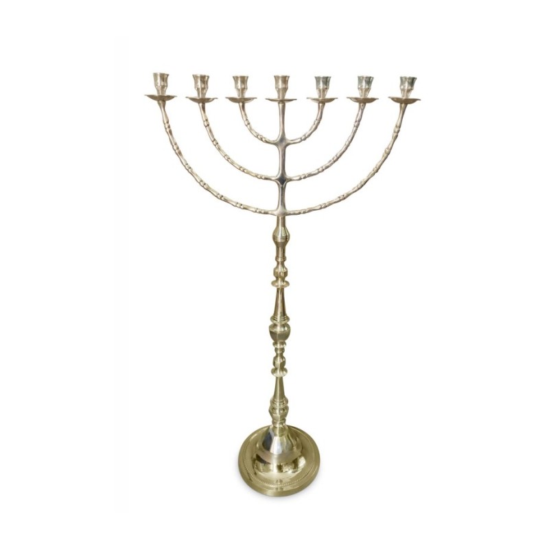 Extra Large Seven Branch Menorah on Stem Gold Br... | 7 Branch Menorah