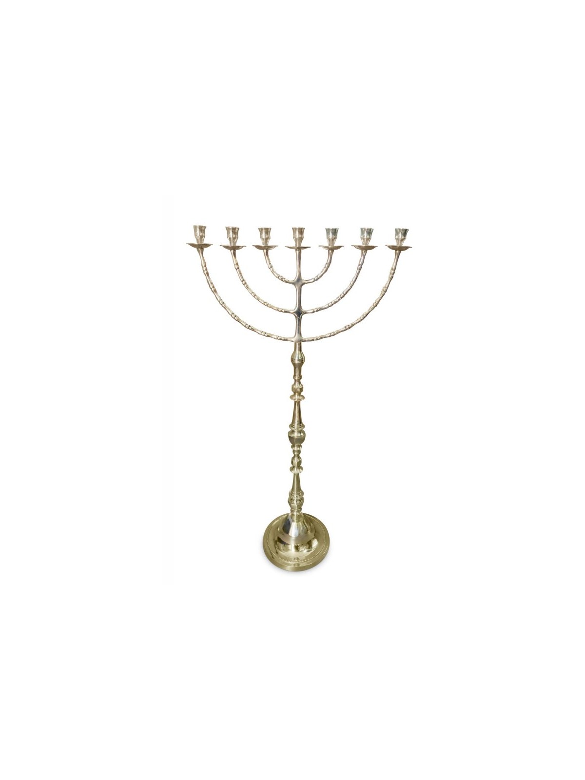 Extra Large Seven Branch Menorah on Stem Gold Br... | 7 Branch Menorah