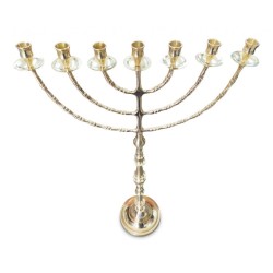 Extra Large Seven Branch Menorah on Stem Gold Br... | 7 Branch Menorah